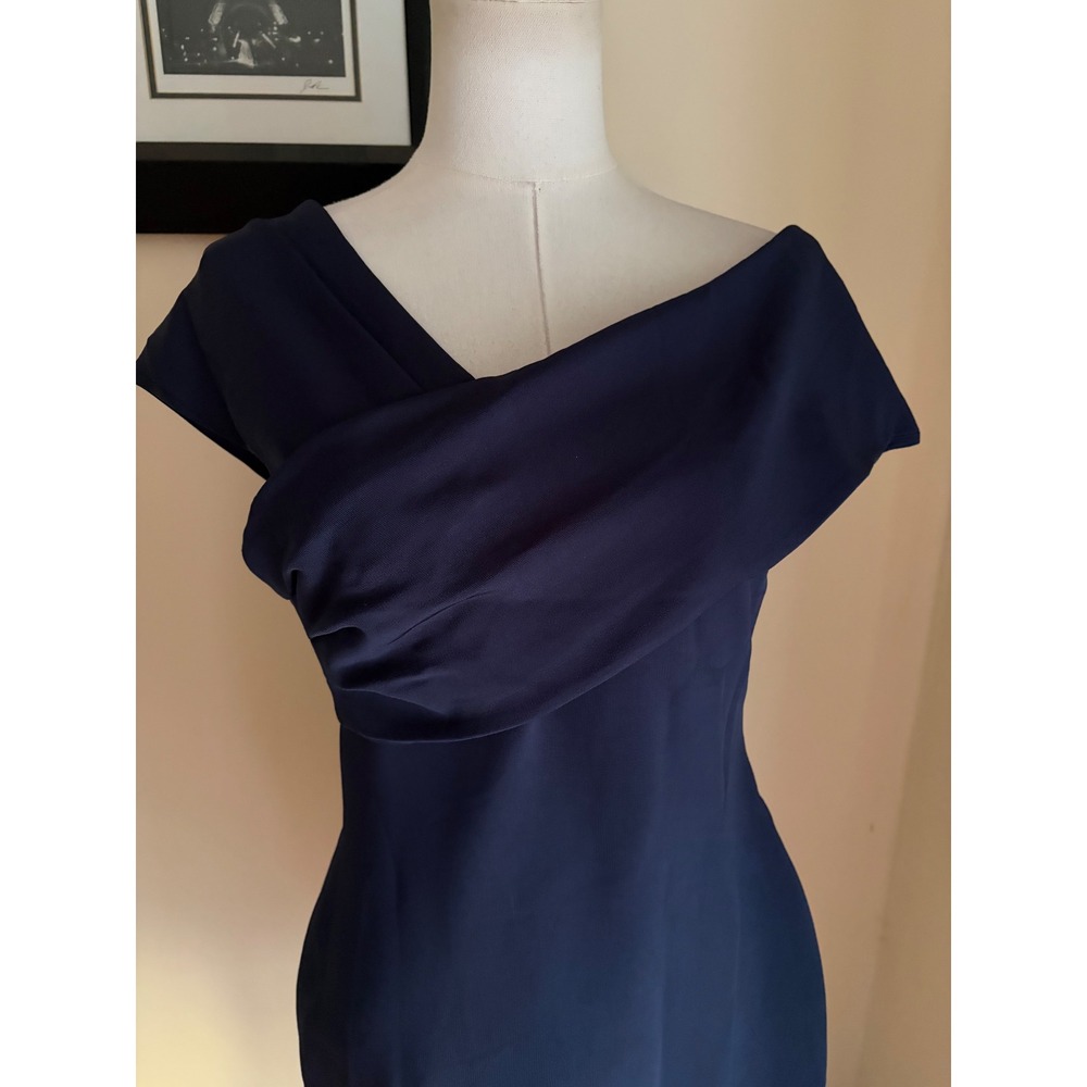 Reiss Cristiana One Shoulder Dress Navy Blue Sheath Cocktail Size 8 NEW - Picture 5 of 7